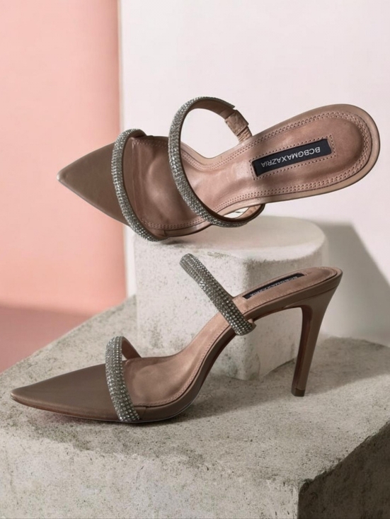 BCBGMaxAzria Shoes - BCBGMAXAZRIA Duponi Leather Palomino Rhinestones Stiletto Sandals Size